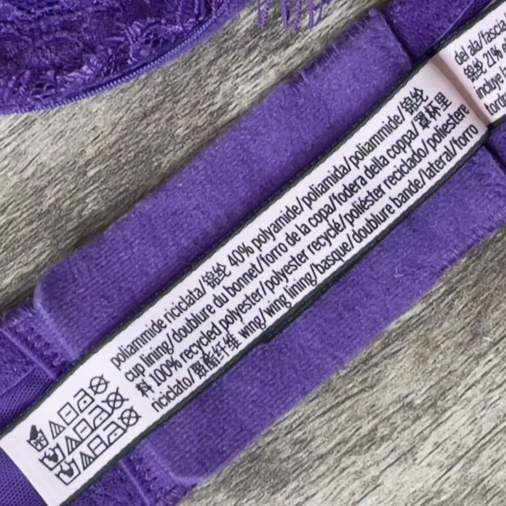 Victoria's Secret Dream Angels Bra Size 32DD Lined Demi Purple Floral Lace NWOT - Picture 9 of 10